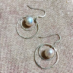 🖤11mm 💕Pearl Silver earrings